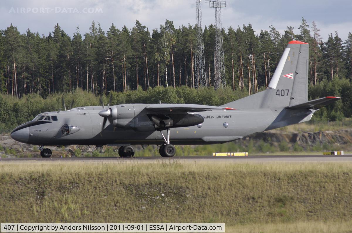 407, Antonov An-26 C/N 57303407, Taxiing for a runway 08 departure.