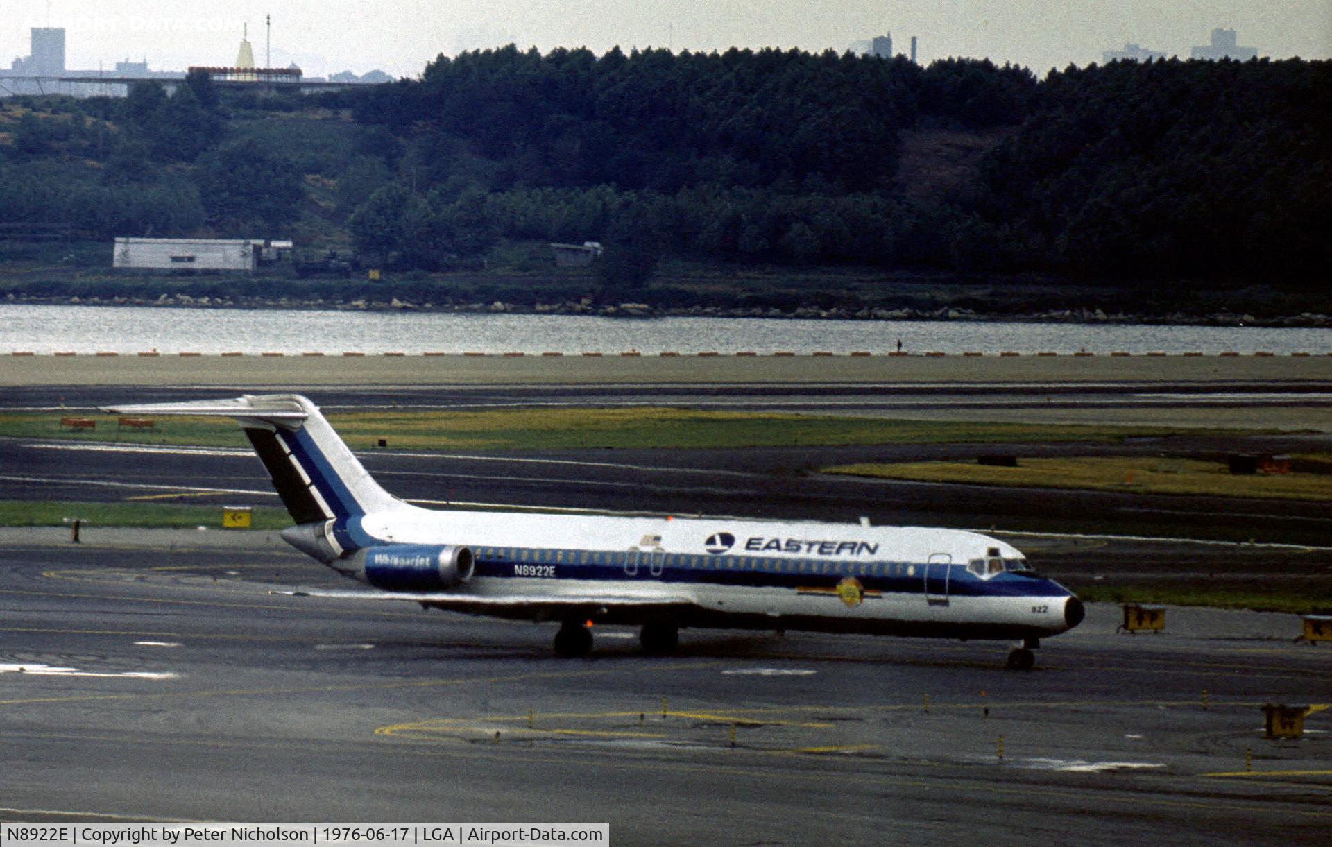 N8922E, 1967 Douglas DC-9-31 C/N 45837, DC-9-31 of Eastern Air Lines taxying to the terminal at La Guardia in the Summer of 1976.