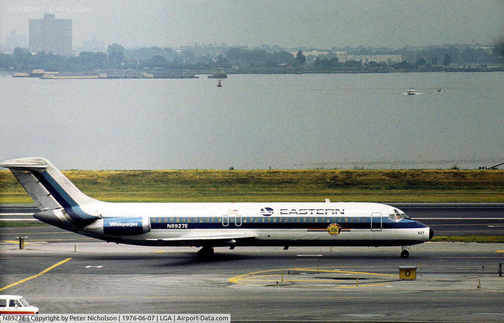 N8927E, 1967 Douglas DC-9-31 C/N 45864, DC-9-31 of Eastern Air Lines taxying to the terminal at La Guardia in the Summer of 1976.