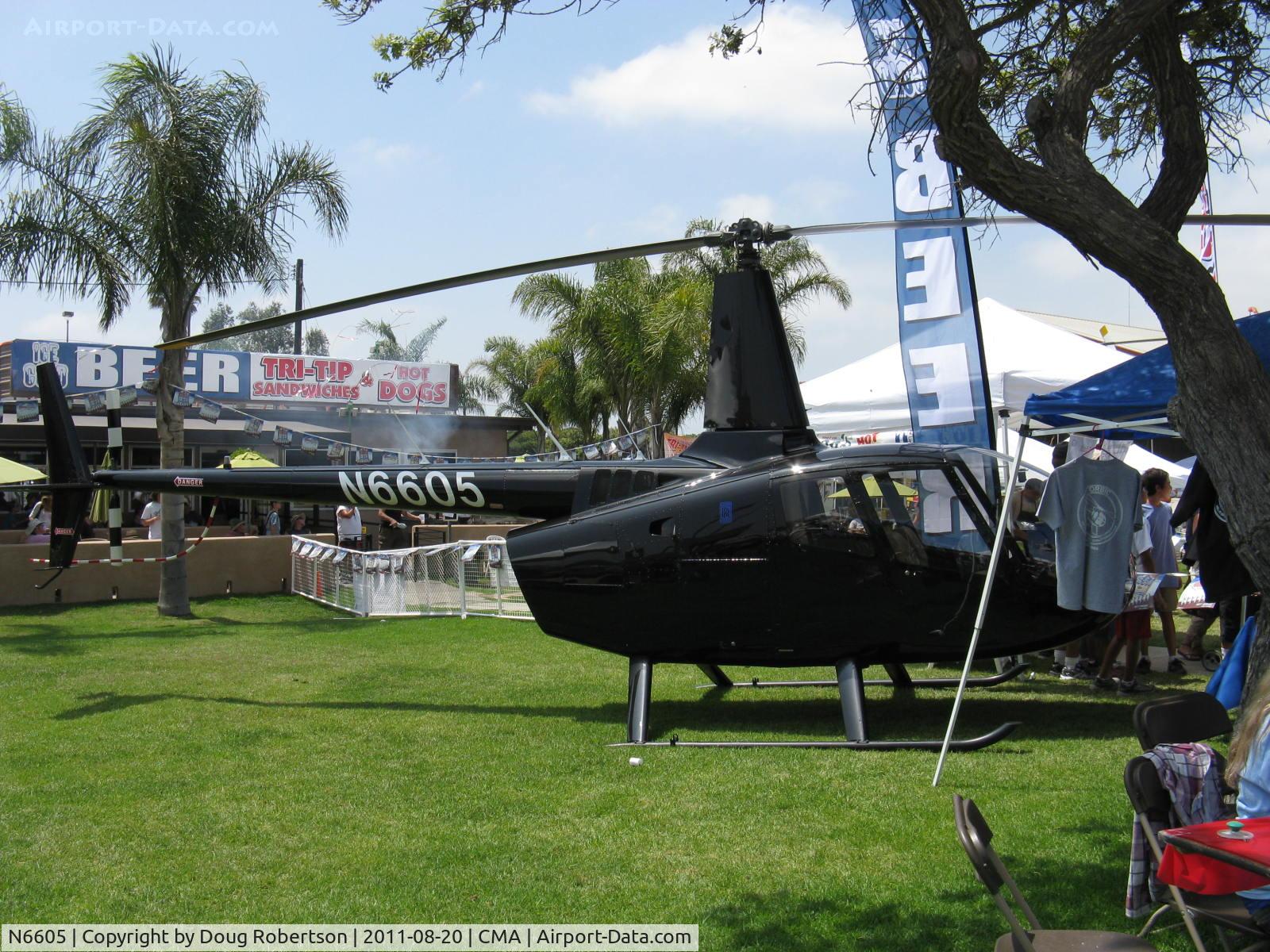 N6605, 2010 Robinson R66 Turbine C/N 0005, 2011 Robinson R66 TURBINE, one Rolls-Royce R300 Turboshaft 300 Hp, 300 lb baggage compartment, 23 gal/hr Jet-A fuel burn, lighter than an R44 because of less engine weight. SerNo 0005 of production