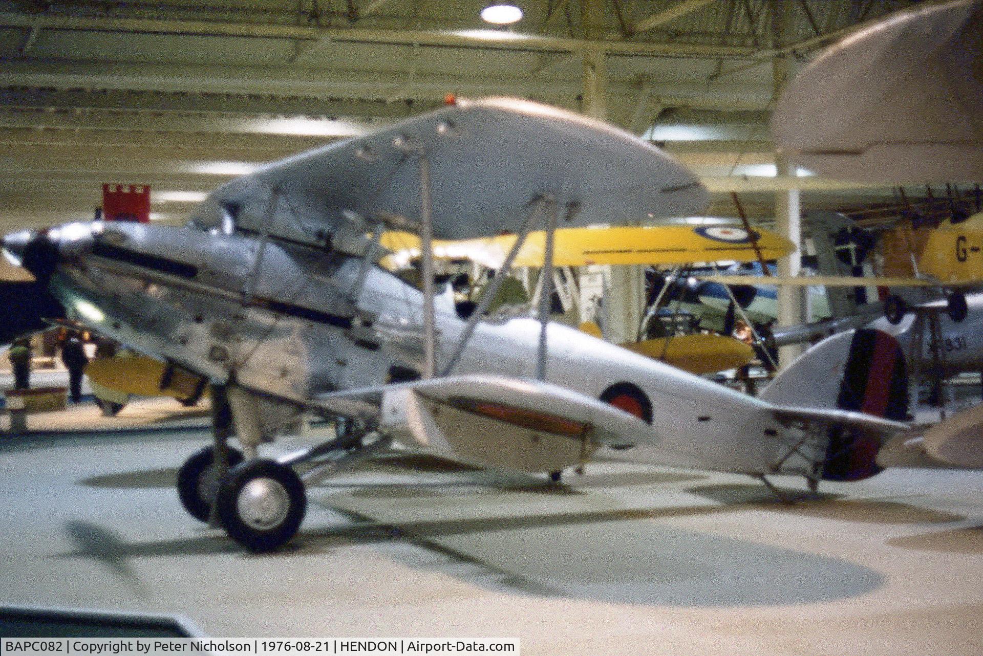 BAPC082, 1937 Hawker Afghan Hind C/N 41H/81899, The Afghan Hind of the Royal Air Force Museum Hendon as displayed in the Summer of 1976.