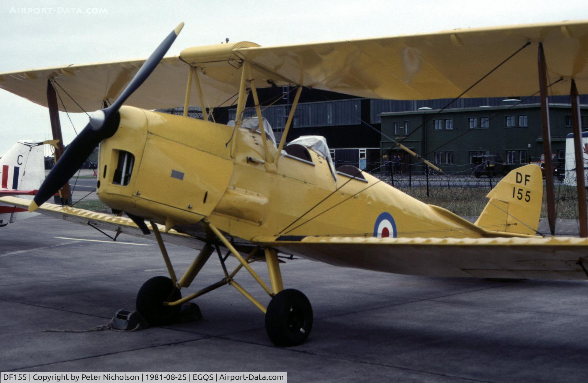 DF155, 1942 De Havilland DH-82A Tiger Moth II C/N 85904, DH-82A Tiger Moth on display at the 1981 RAF Lossiemouth Airshow.