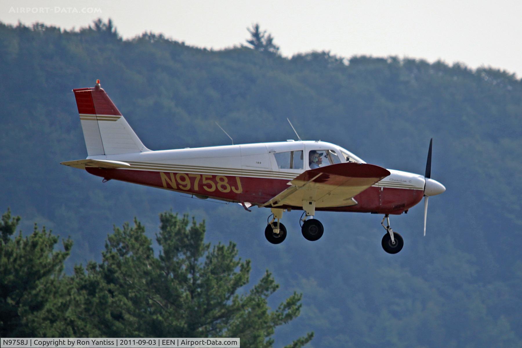 N9758J, 1967 Piper PA-28-180 C/N 28-3950, Short final runway 20, Dillant-Hopkins Airport, Keene, NH