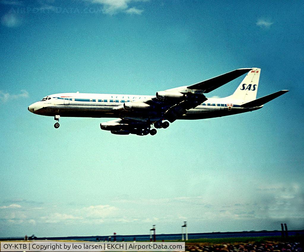 OY-KTB, 1960 Douglas DC-8-32 C/N 45387, CPH Copenhagen Kastrup 13.8.65 final to R-30