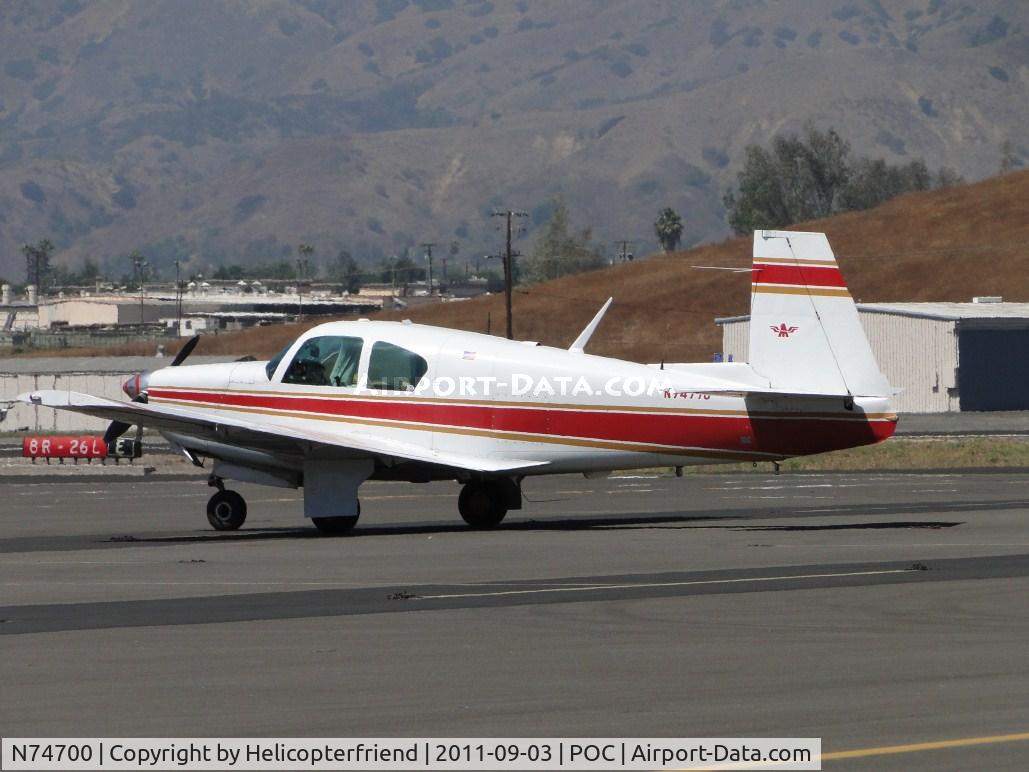 N74700, 1961 Mooney M20B Mark 21 C/N 1800, Parked in transient parking
