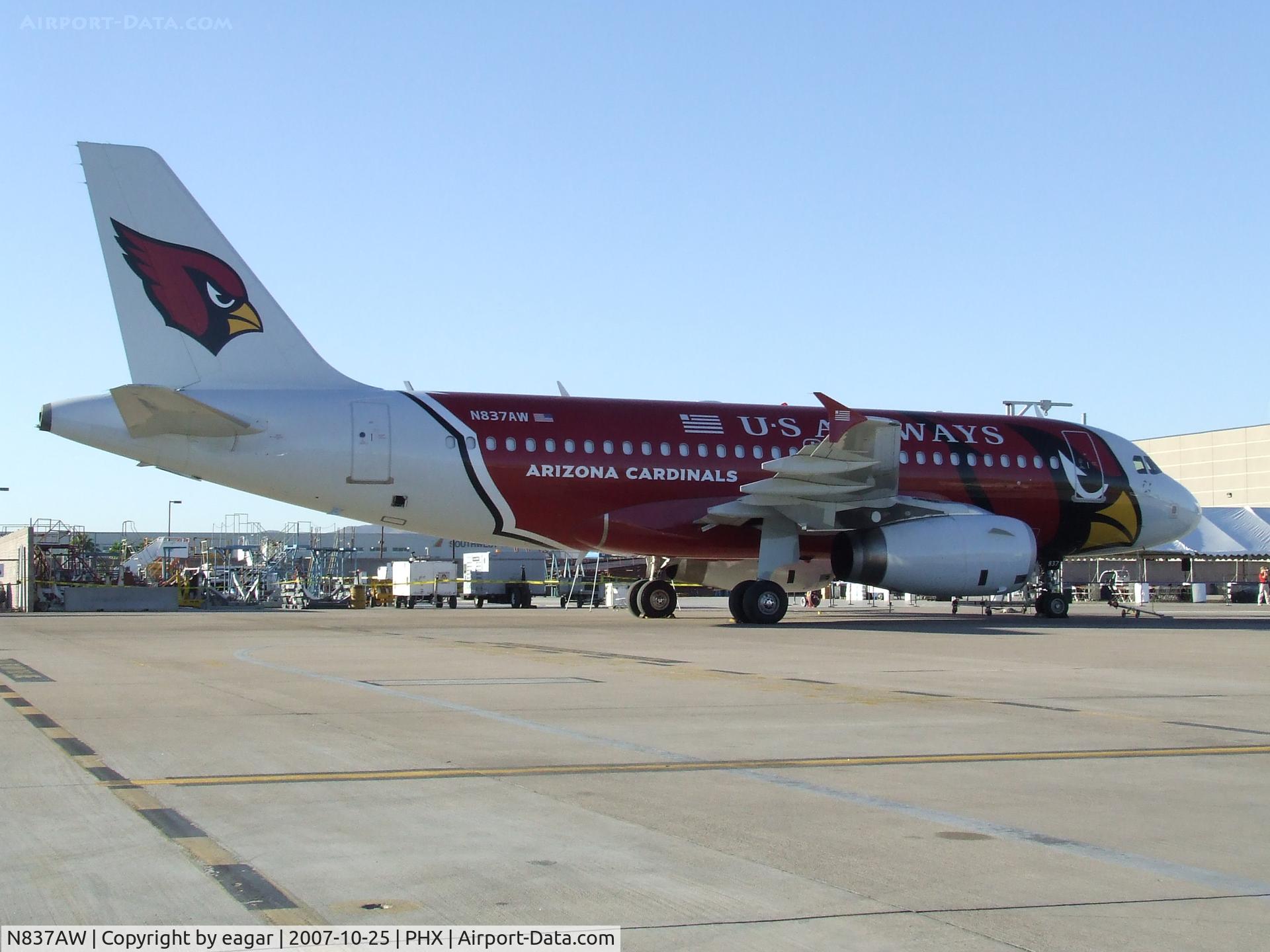 N837AW, 2005 Airbus A319-132 C/N 2595, US Air's Arizona Cardinals paint scheme