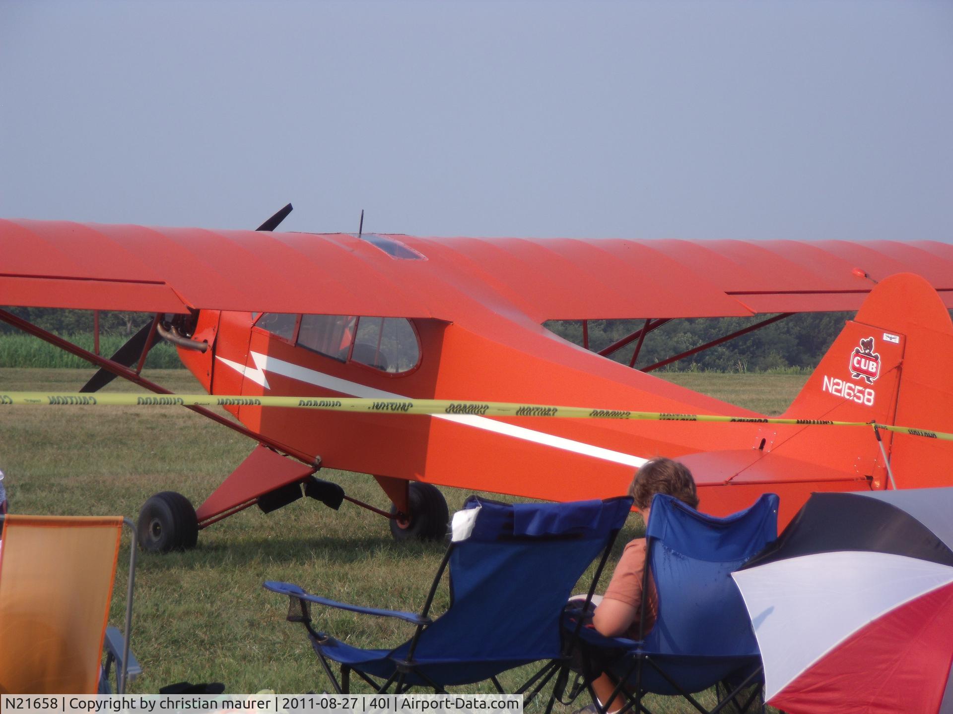 N21658, 1938 Piper J3C-65 Cub Cub C/N 2547, orange piper cub