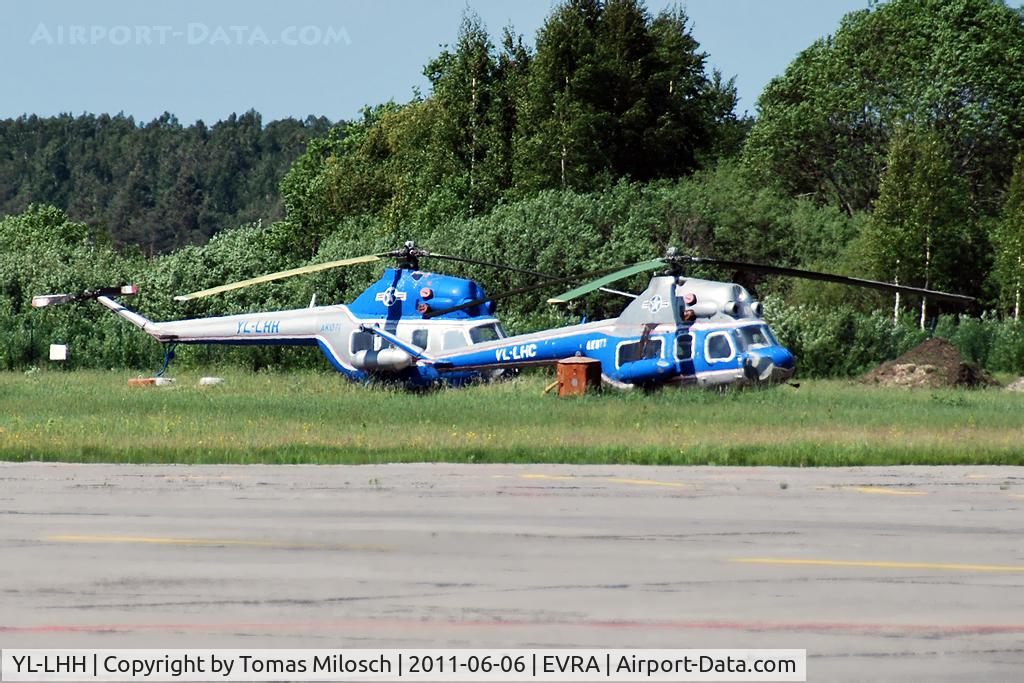 YL-LHH, Mil (PZL-Swidnik) MI-2 C/N 549329075, Akoti's Mi-2 YL-LHC and YL-LHH have been stored at Riga airport for several years.