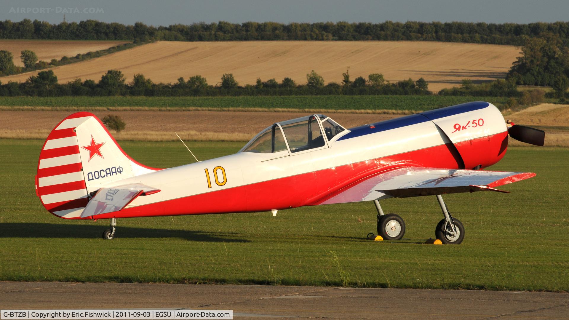 G-BTZB, 1980 Yakovlev Yak-50 C/N 801810, 2. G-BTZB - a member of the Aerostars at The Duxford Air Show, September 2011