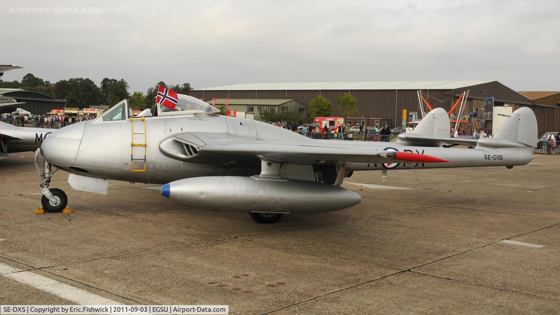 SE-DXS, 1952 De Havilland (FFA) DH-100 Vampire FB6 C/N 705, 1. SE-DXS (Royal Norwegian Air Force) at The Duxford Air Show, September 2011
