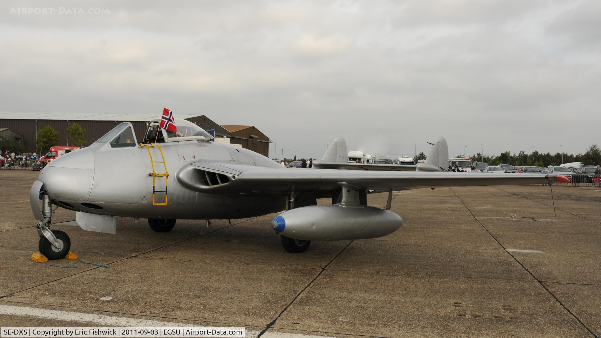 SE-DXS, 1952 De Havilland (FFA) DH-100 Vampire FB6 C/N 705, 3. SE-DXS (Royal Norwegian Air Force) at The Duxford Air Show, September 2011