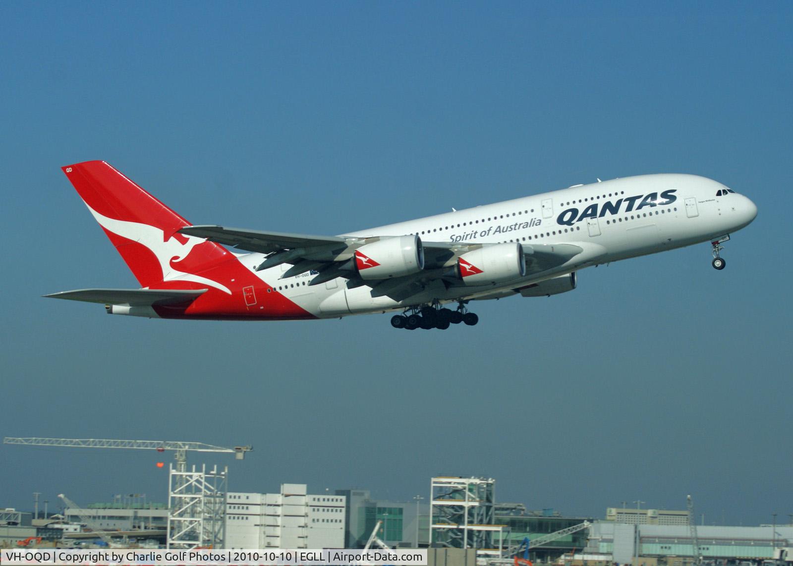 VH-OQD, 2008 Airbus A380-842 C/N 026, London Heathrow. October 10, 2010