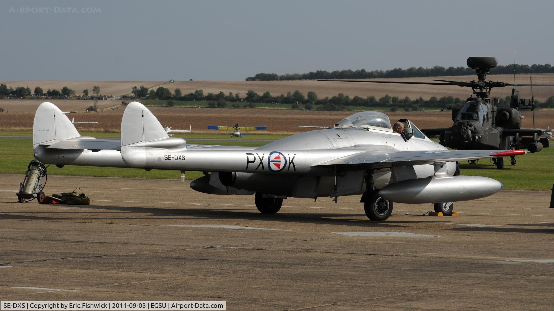 SE-DXS, 1952 De Havilland (FFA) DH-100 Vampire FB6 C/N 705, 2. SE-DXS at The Duxford Air Show, September 2011
