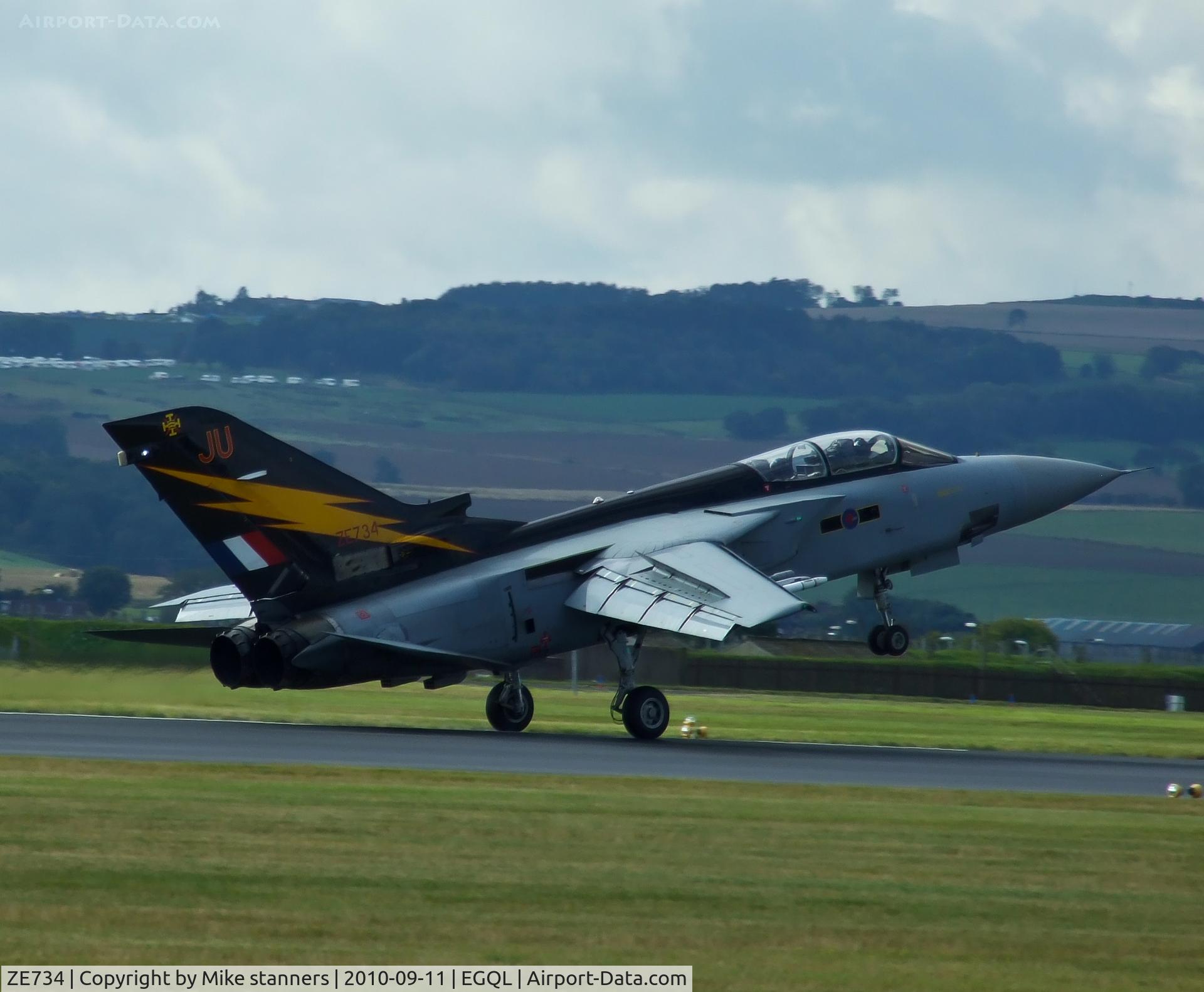 ZE734, 1988 Panavia Tornado F.3 C/N 664/AS050/3298, 111sqn Tornado F.3 lands back at Leuchars after its Formation display with Typhoon ZJ923 & Spitfire MK356