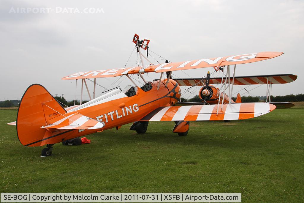 SE-BOG, 1942 Boeing N2S-3 Kaydet (B75N1) C/N 75-7128, Stearman N2S-3 Kaydet at Fishburn Airfield, UK, July 2011.