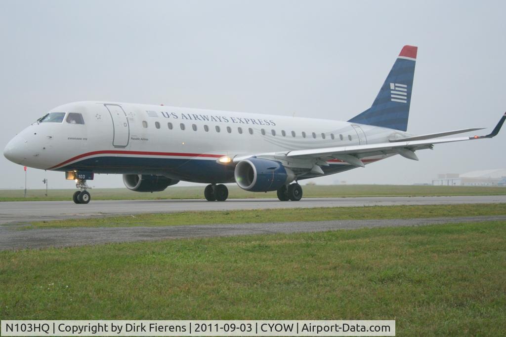 N103HQ, 2007 Embraer 175LR (ERJ-170-200LR) C/N 17000159, Taxing to rwy 25 for early morning depature.