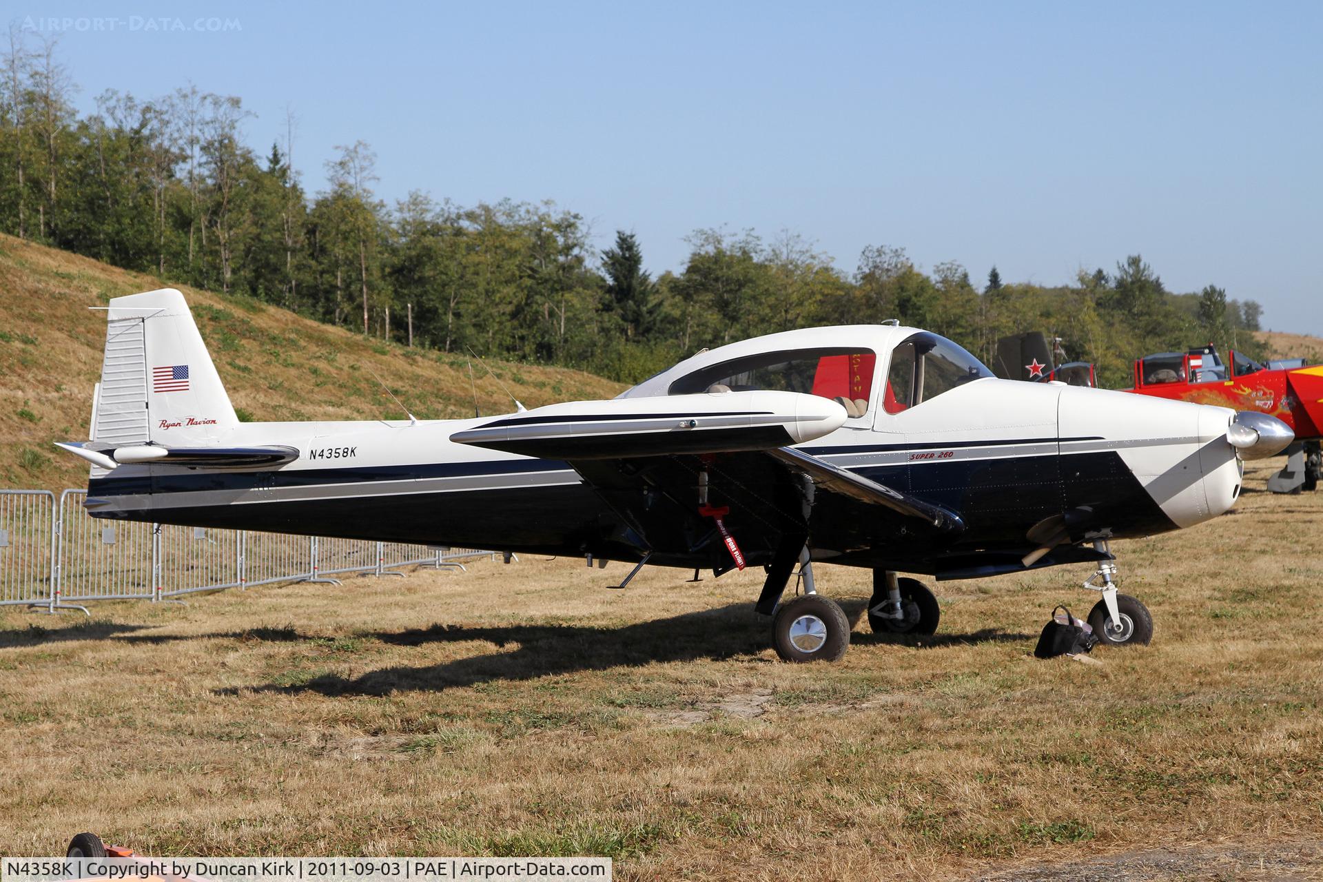 N4358K, 1948 Ryan Navion F C/N NAV-4-1358, Joining the Cascade Warbirds at the Vintage Aircraft Day.