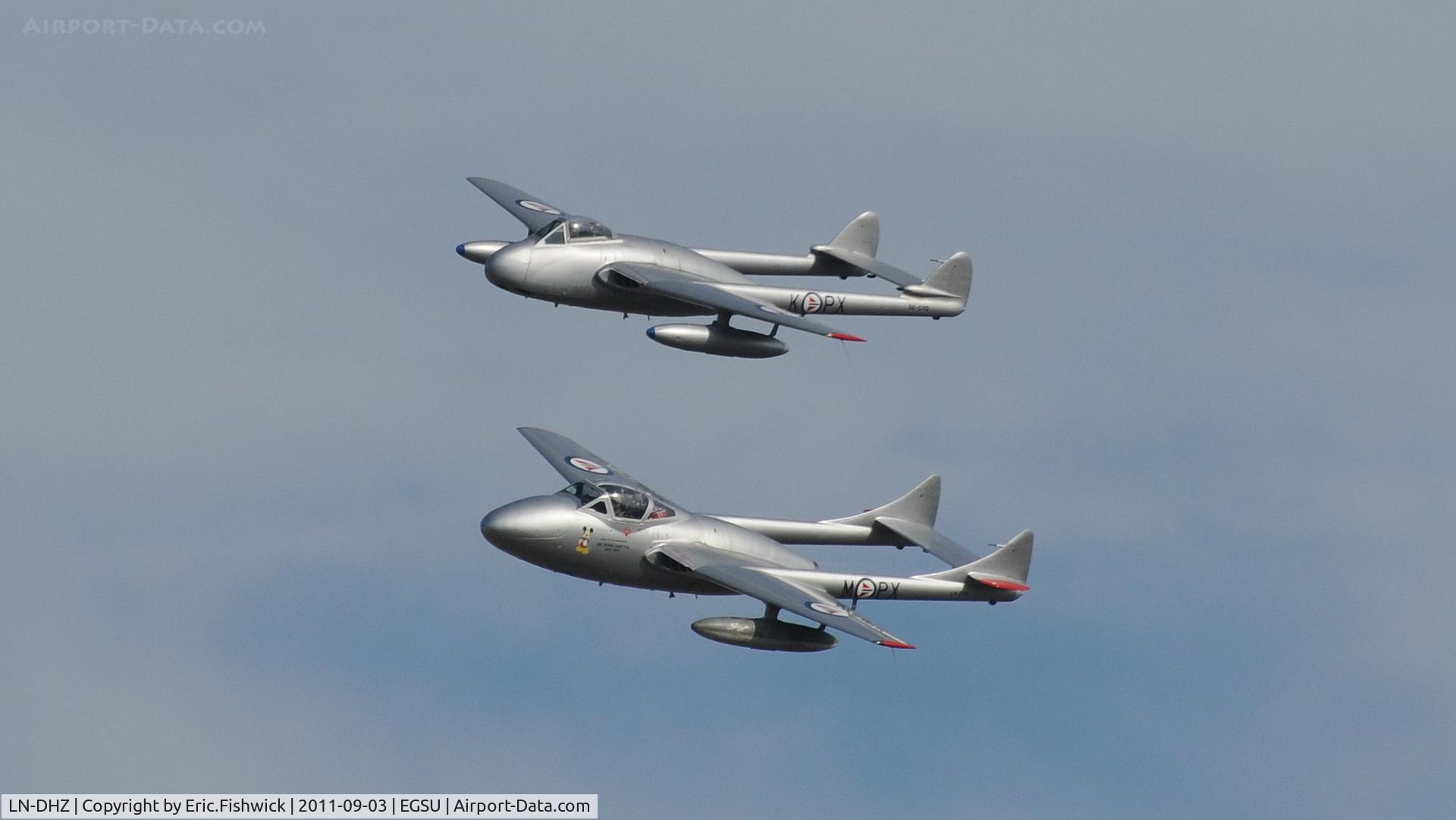 LN-DHZ, 1959 De Havilland (F+W Emmen) Vampire T55 (DH-115) C/N 990, 45. LN-DHZ and SE-DXS at The Duxford Air Show, September 2011
