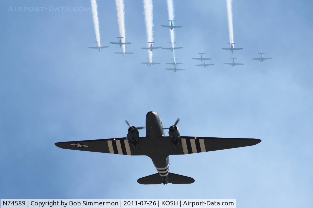 N74589, 1943 Douglas DC3C-S1C3G (C-47A) C/N 9926, Overflying Airventure 2011.
