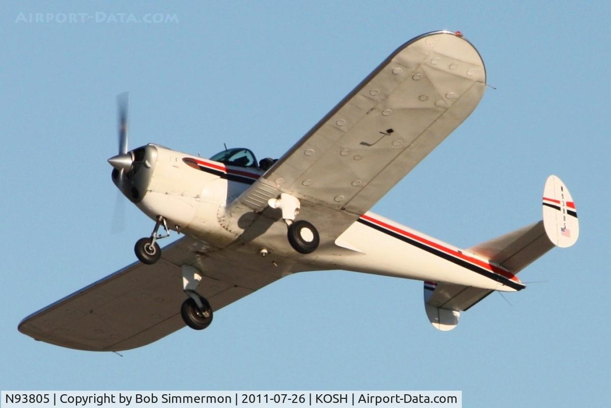 N93805, 1946 Erco 415C Ercoupe C/N 1128, Departing Airventure 2011.