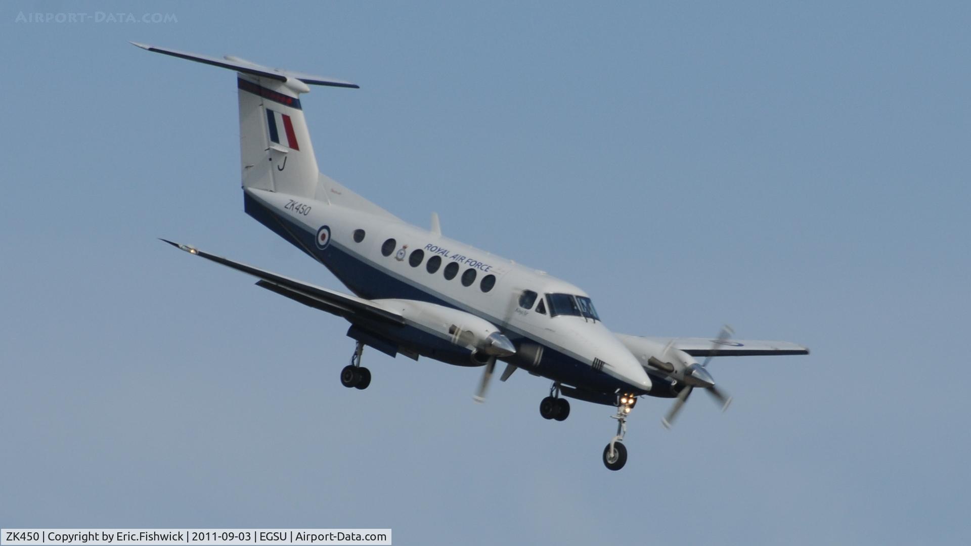 ZK450, 2003 Raytheon B200 King Air C/N BB-1829, 3. ZK450 demonstrating steep approach at The Duxford Air Show, September 2011.