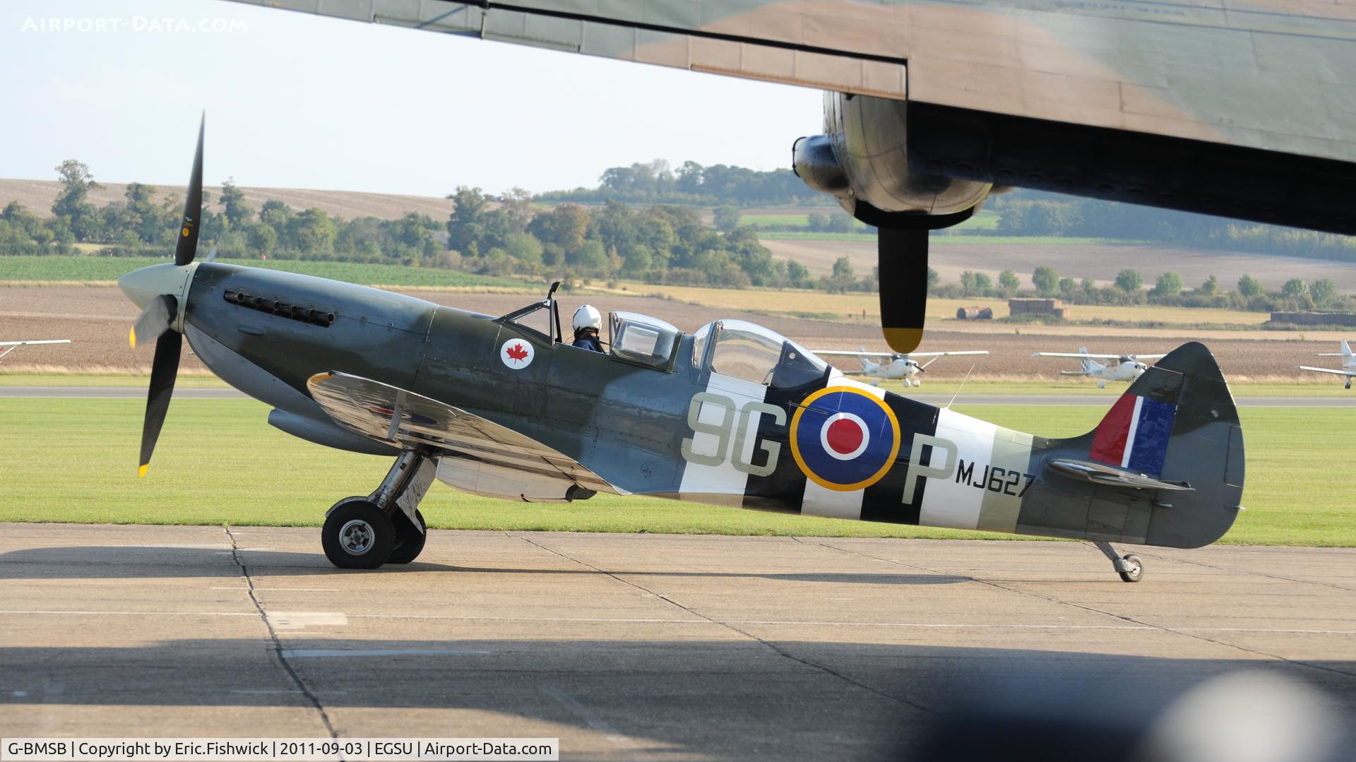 G-BMSB, 1943 Supermarine 361 Spitfire T.IX C/N CBAF.7722, 5. MJ627 at The Duxford Air Show, September 2011.