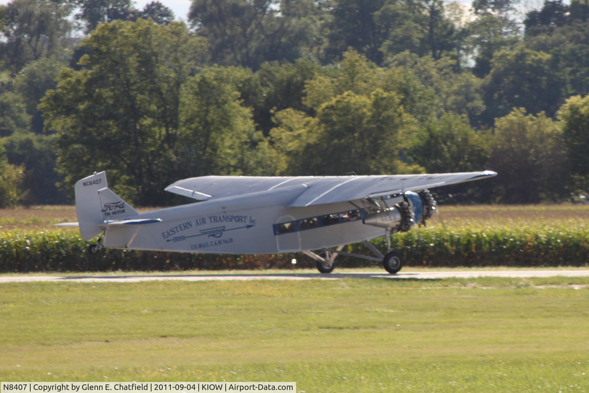 N8407, 1929 Ford 4-AT-E Tri-Motor C/N 69, Arriving on runway 30 after taking up rides.