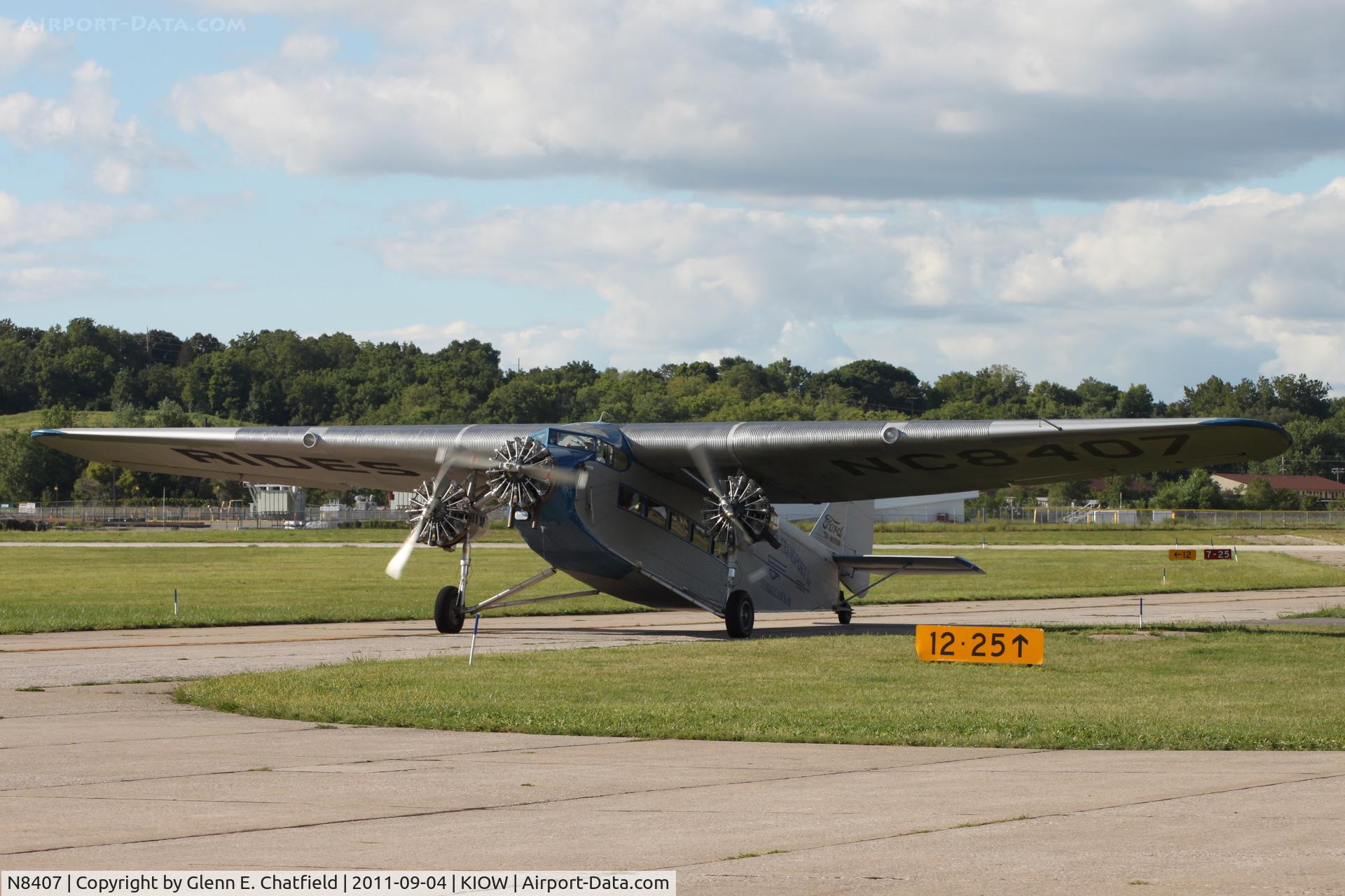 N8407, 1929 Ford 4-AT-E Tri-Motor C/N 69, Taxiing to the ramp after landing runway 30.