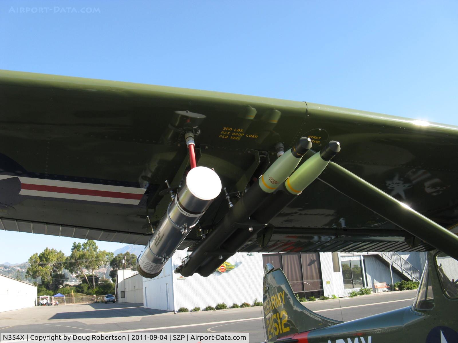 N354X, 1957 Cessna L-19E Bird Dog C/N 24512, 1957 Cessna L-19E BIRD DOG, Continental O-470-11B 213 Hp, wing stores-typical each wing