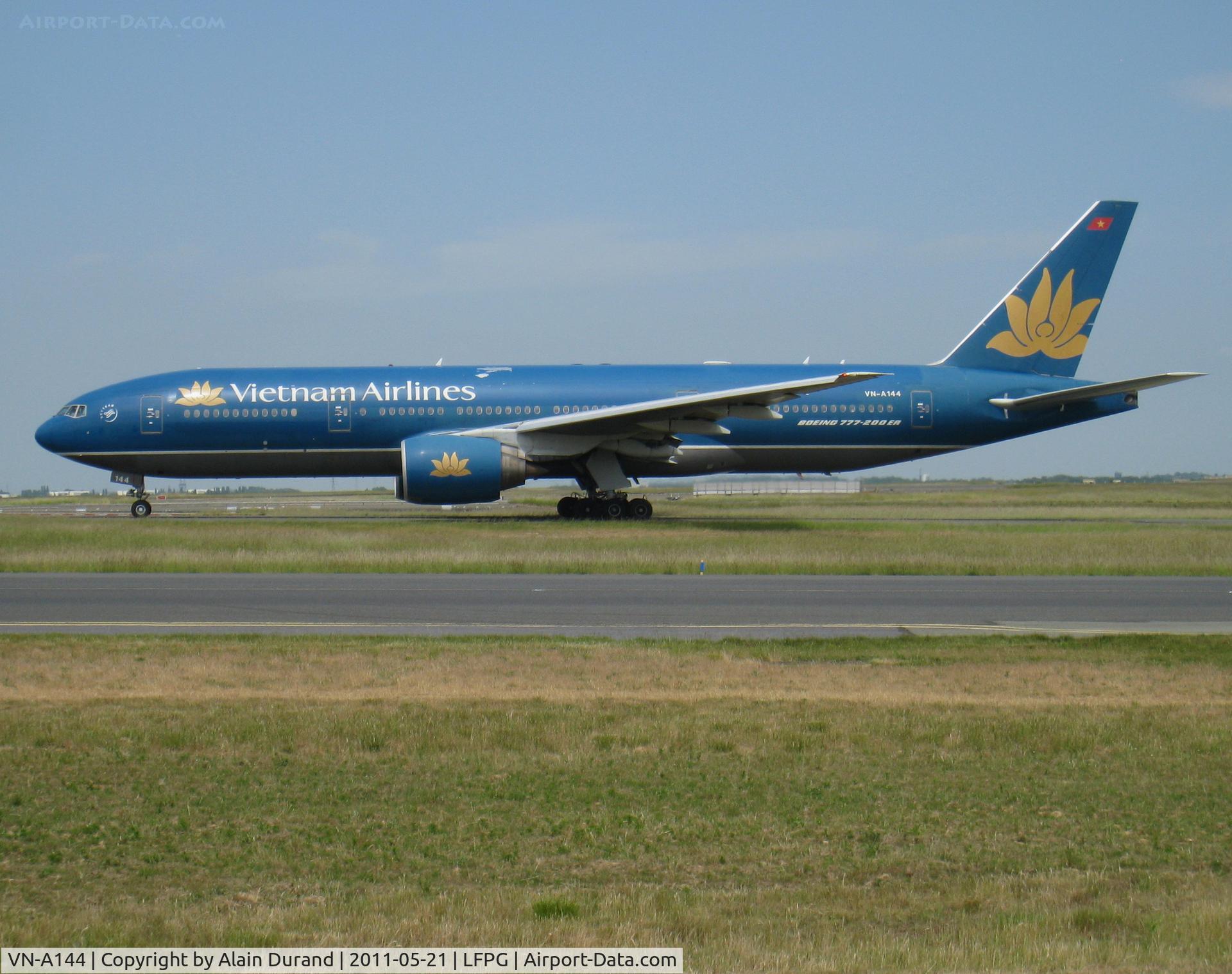 VN-A144, Boeing 777-2K6/ER C/N 33503, VN serves CDG daily from SGN and trice weekly from Hanoi, all non-stop
