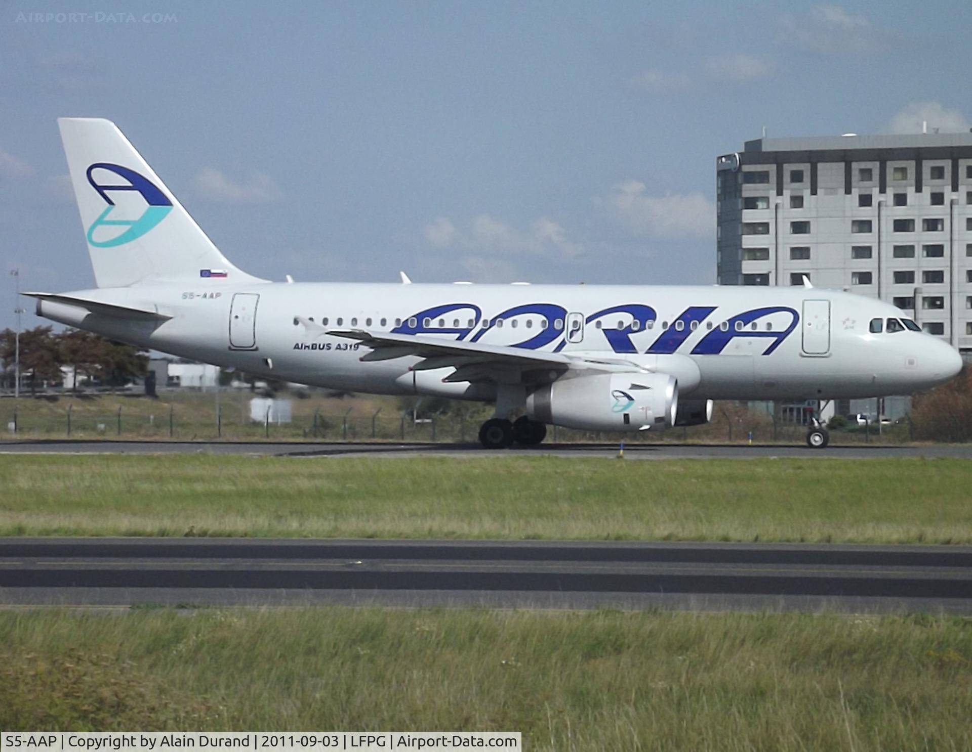 S5-AAP, 2010 Airbus A319-132 C/N 4282, the airline currently serves CDG with a mix of A319, 320 and CRJ200s