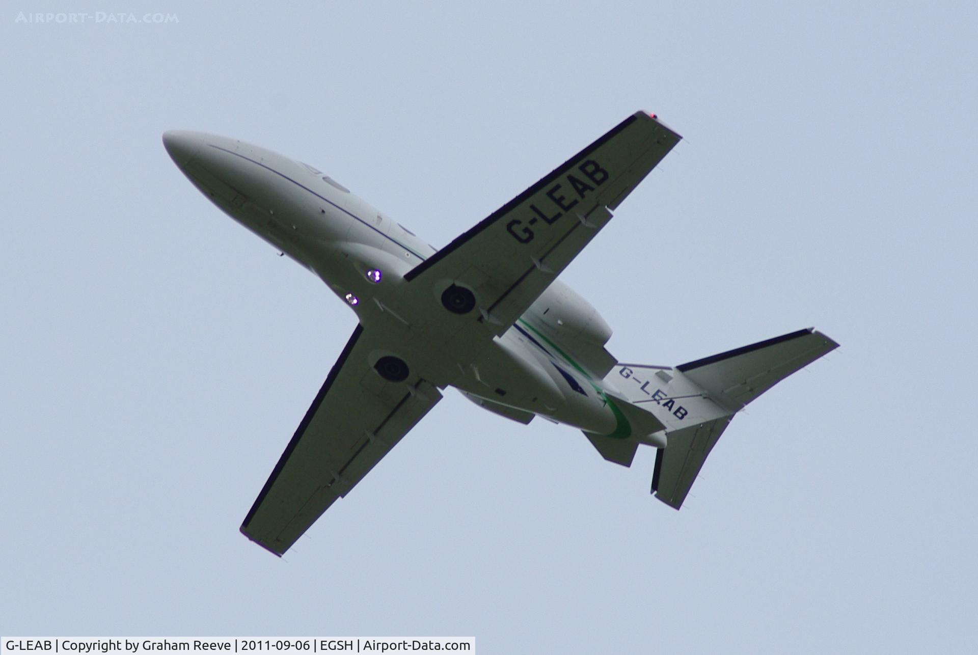 G-LEAB, 2008 Cessna 510 Citation Mustang Citation Mustang C/N 510-0073, Departing from Norwich.
