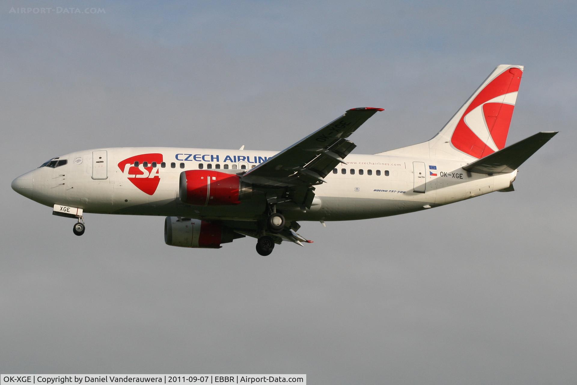 OK-XGE, 1992 Boeing 737-55S C/N 26543, Arrival of flight OK204 to RWY 25L