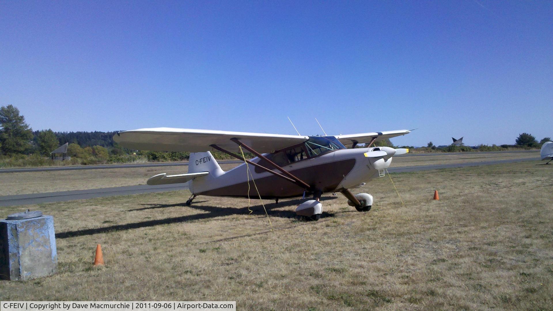 C-FEIV, 1946 Stinson 108 Voyager C/N 108 534, My neighbour Maury Johnston, owned C-FEIV in the late 1950s and early 1060s, and occasionally took me up. I came across her yesterday in Courtenay, BC, apparently still in good shape - very nice!