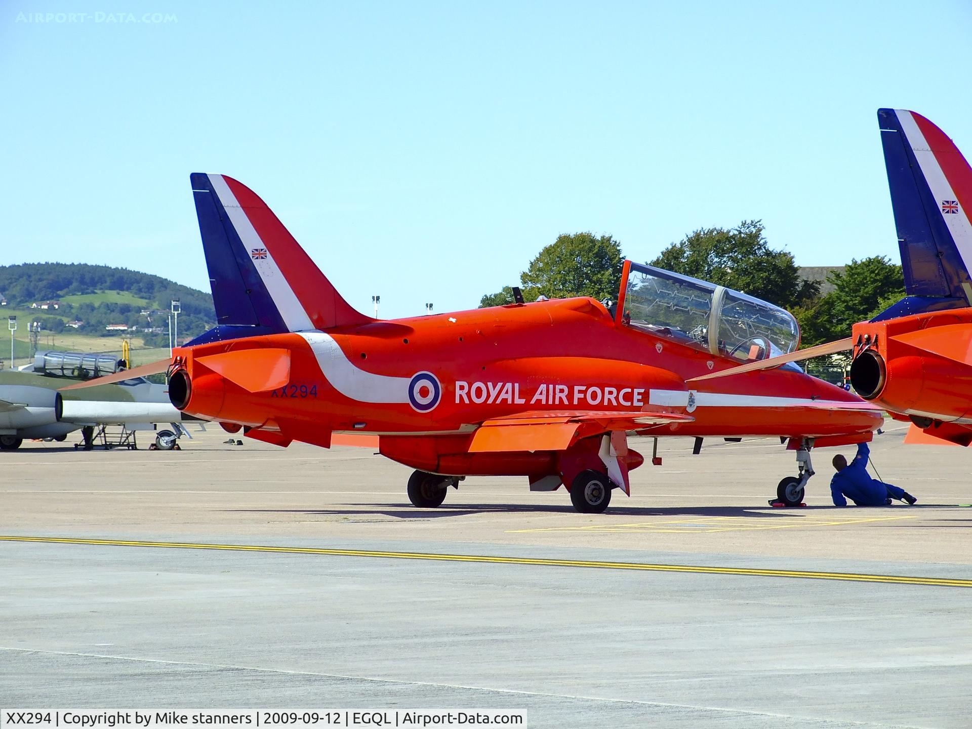 XX294, 1979 Hawker Siddeley Hawk T.1 C/N 122/312119, Red arrows Hawk on the flightline at Leuchars airshow 2009