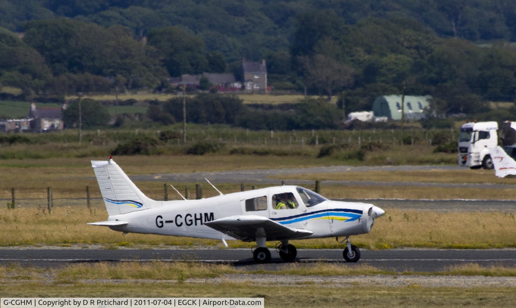 G-CGHM, 1974 Piper PA-28-140 Cherokee Cruiser C/N 28-7425143, Just landed at Caernarfon airport