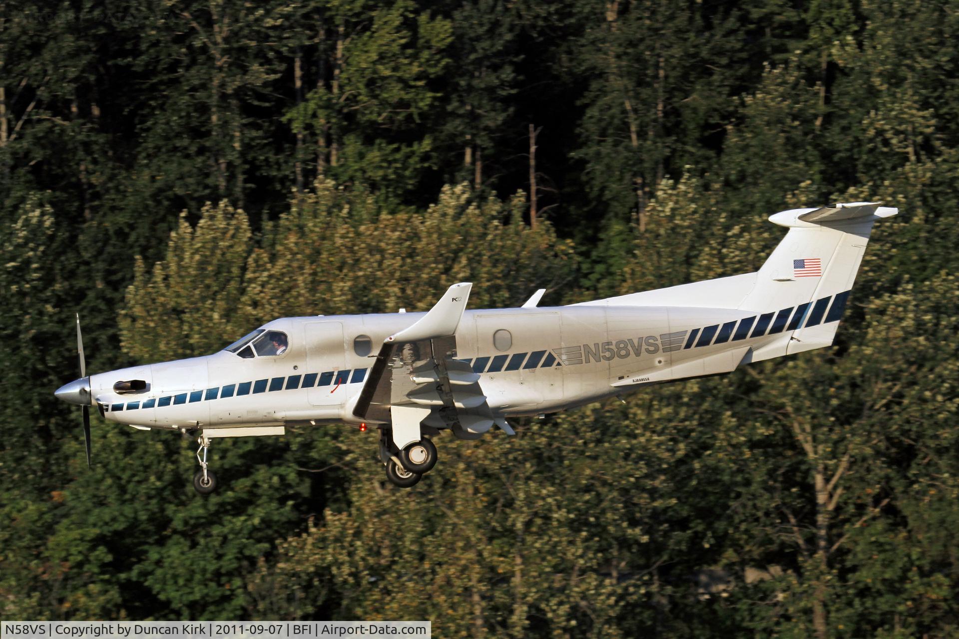 N58VS, 2000 Pilatus PC-12/45 C/N 341, Evening arrival at BFI