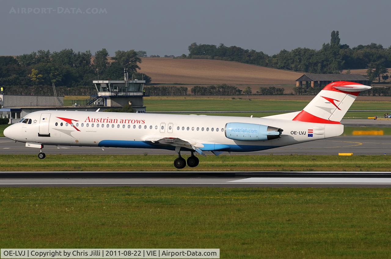 OE-LVJ, 1991 Fokker 100 (F-28-0100) C/N 11359, Austrian arrows