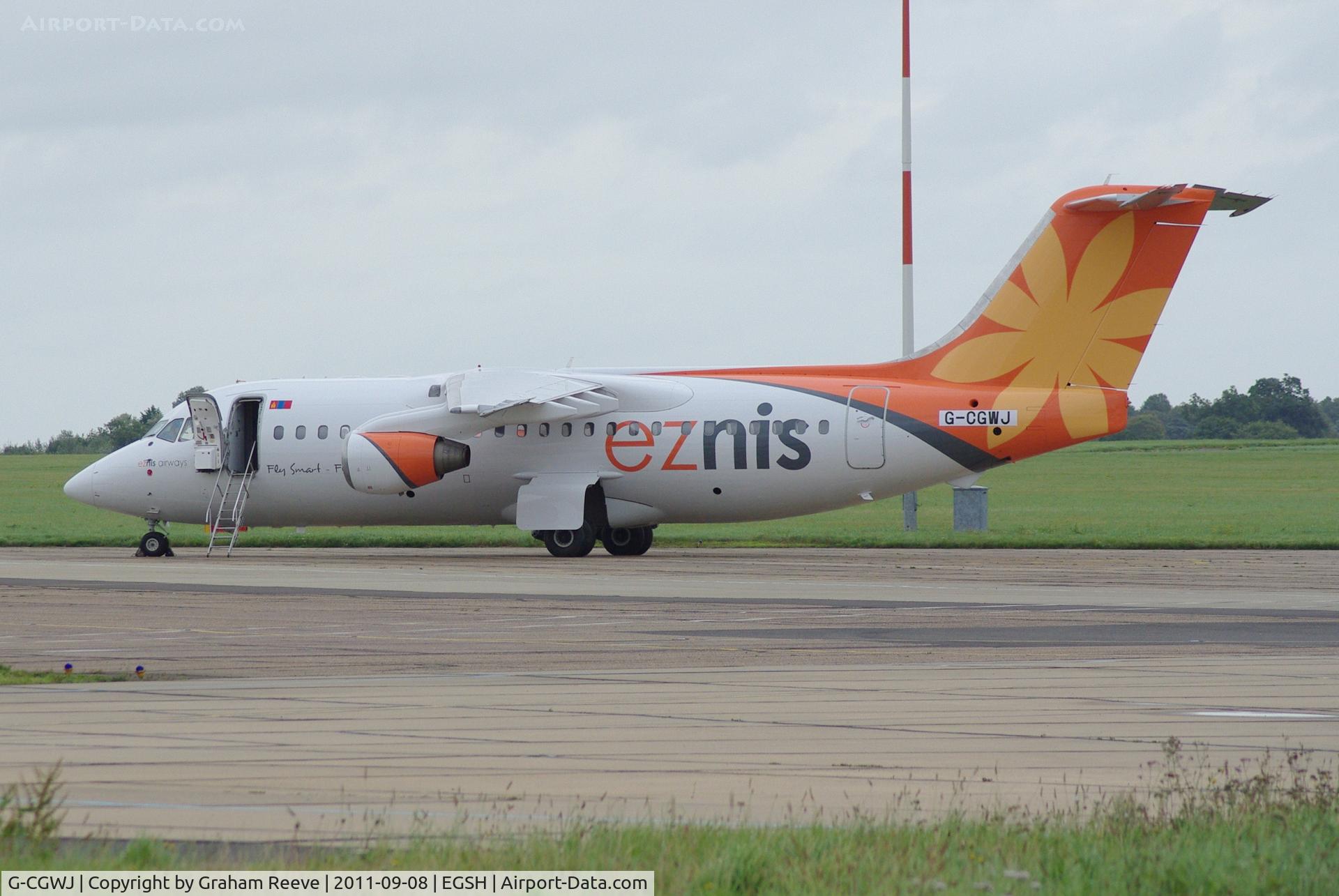 G-CGWJ, 1995 British Aerospace Avro 146-RJ85 C/N E.2261, Fresh out of the paint shop.