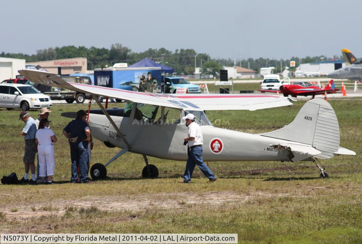 N5073Y, Cessna 305A C/N 21714, Cessna L-19 with wingtip damage from severe storm on March 31, 2011