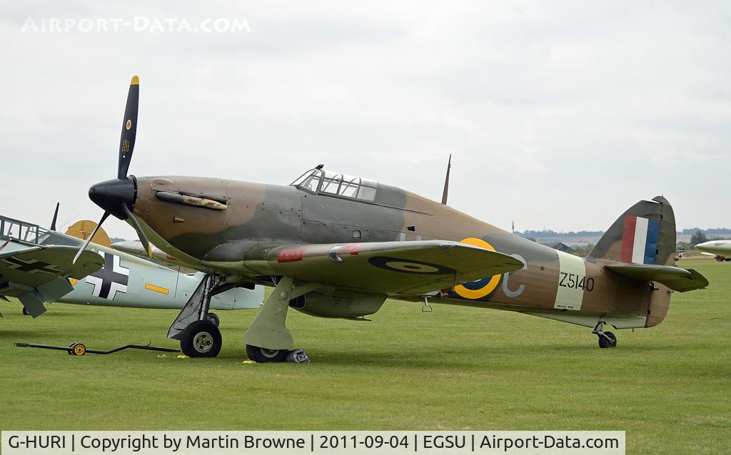 G-HURI, 1942 Hawker (CCF) Hurricane Mk12A C/N 72036, SHOT AT DUXFORD ON A VERY DULL DAY