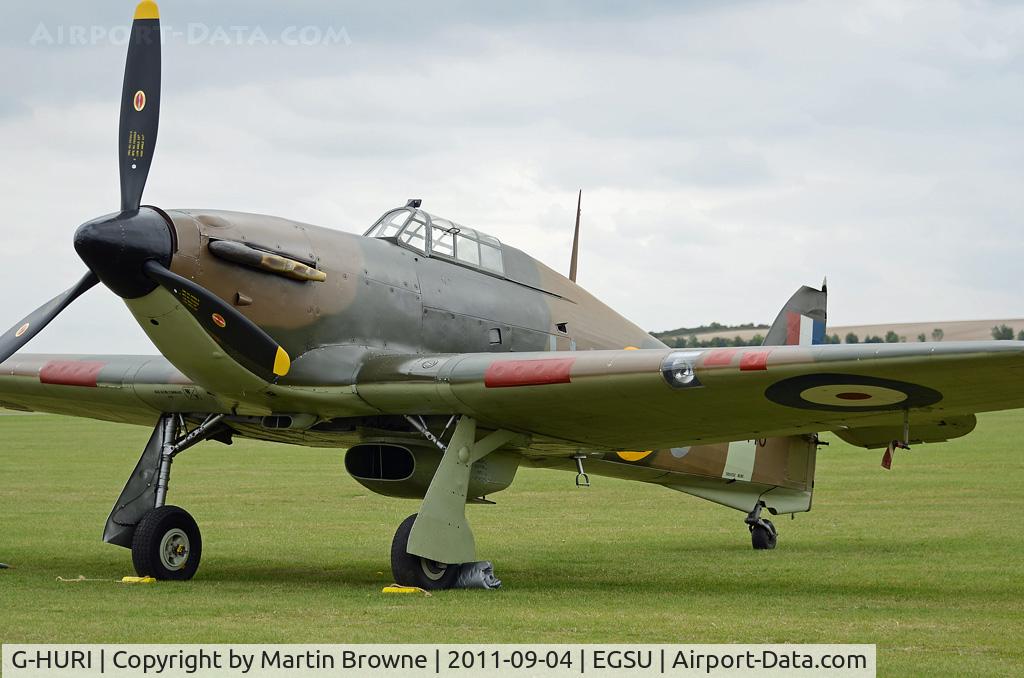 G-HURI, 1942 Hawker (CCF) Hurricane Mk12A C/N 72036, SHOT AT DUXFORD ON A VERY DULL DAY