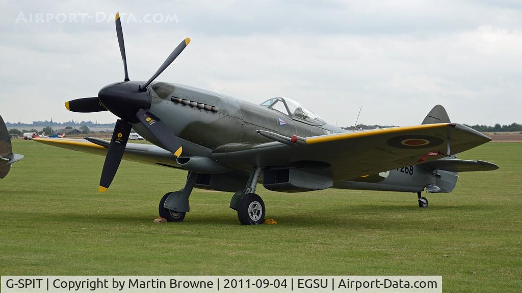 G-SPIT, 1944 Supermarine 379 Spitfire FR.XIV C/N 6S/649205, SHOT ON A VERY DULL DAY AT DUXFORD