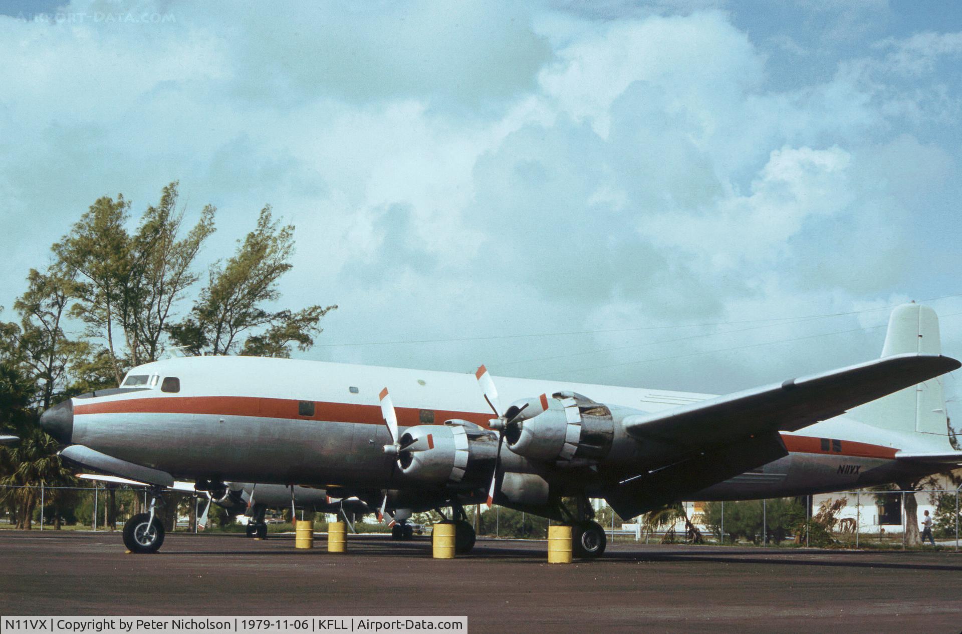 N11VX, 1951 Douglas DC-6B C/N 43266, DC-6B as seen at Fort Lauderdale in November 1979.