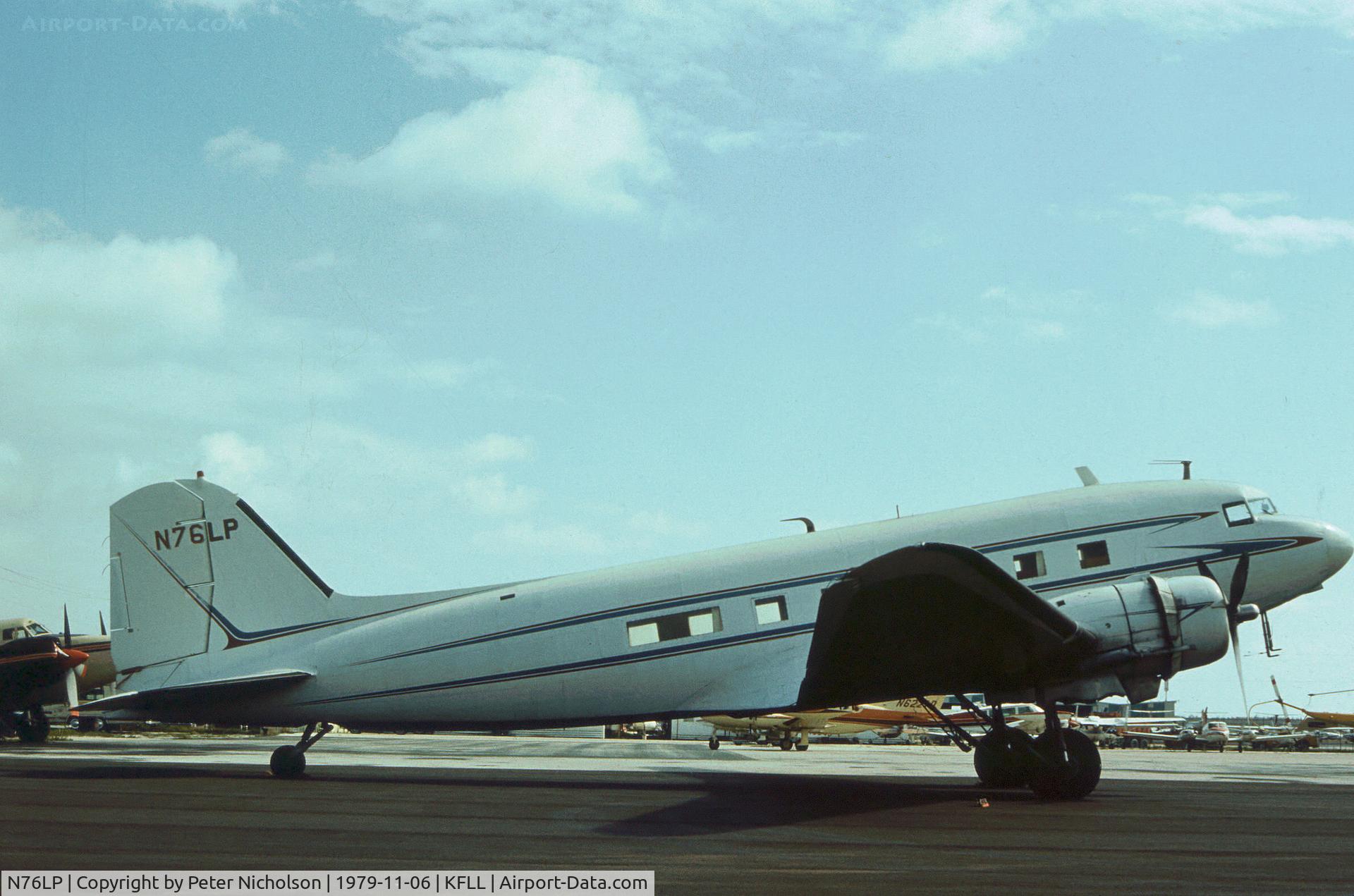 N76LP, Douglas DC-3A C/N 6343, DC-3A ex 43-1988 as seen at Fort Lauderdale in November 1979.