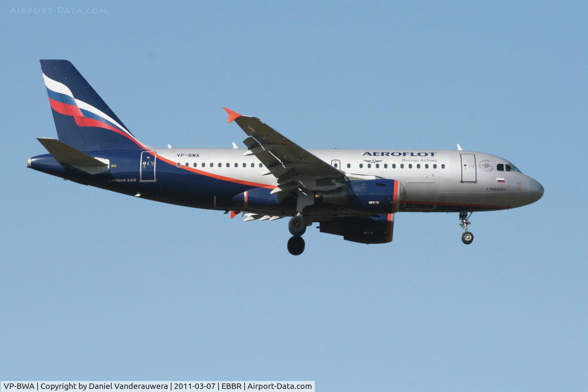 VP-BWA, 2003 Airbus A319-111 C/N 2052, Arrival of flight SU235 to RWY 02