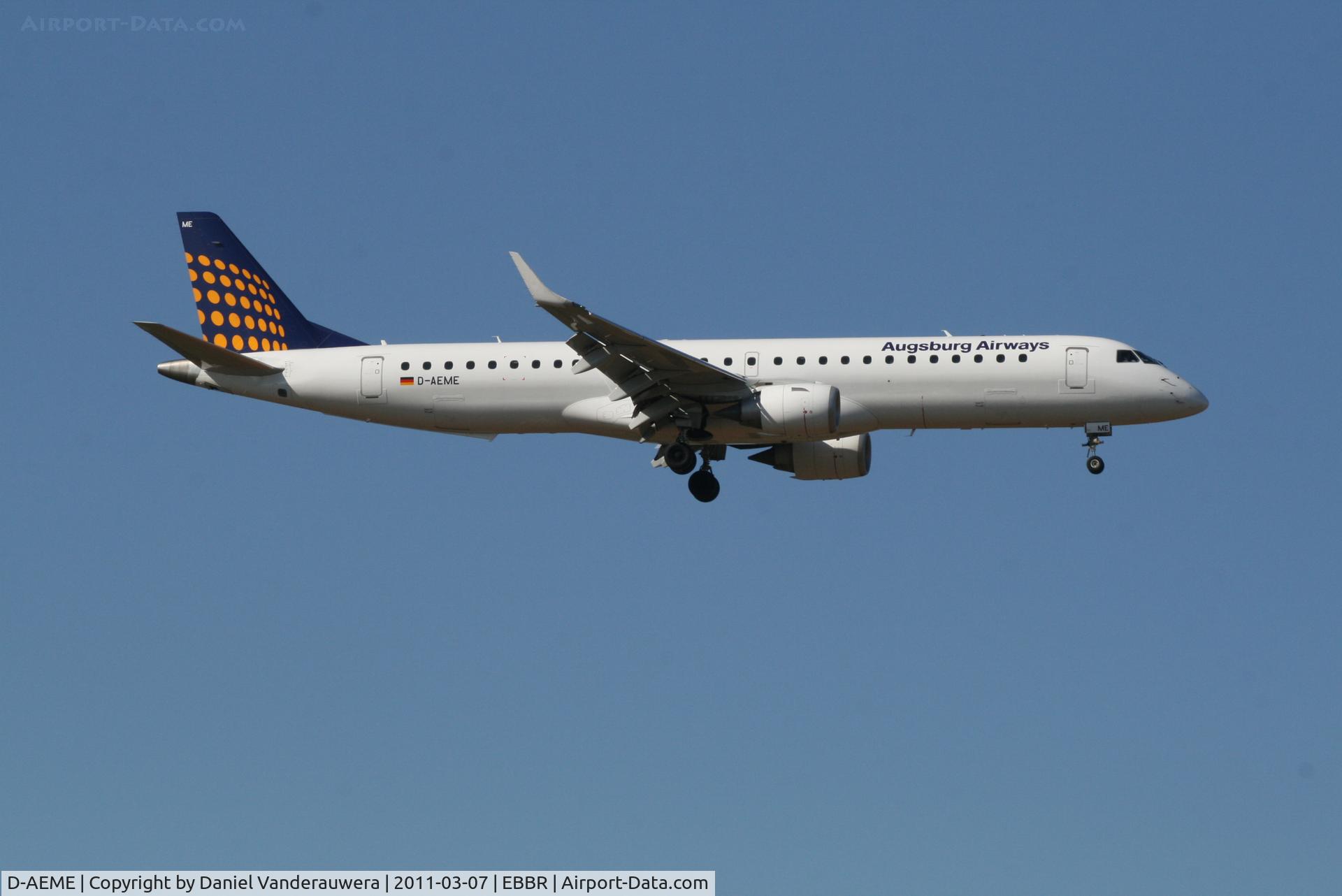 D-AEME, 2009 Embraer 195LR (ERJ-190-200LR) C/N 19000308, Arrival of flight LH2286 to RWY 02
