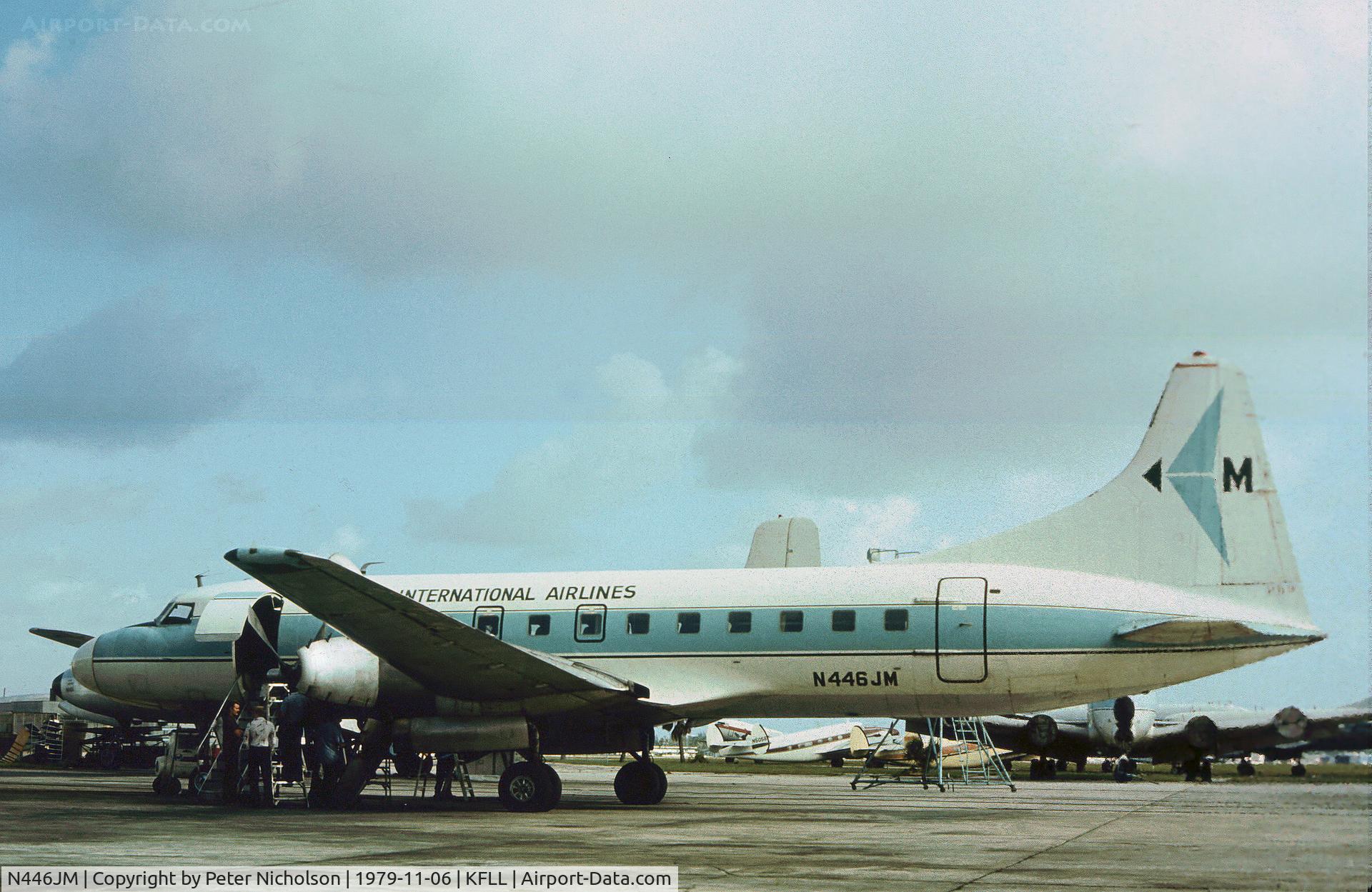 N446JM, 1957 Convair 440 Metropolitan C/N 436, Convair 440 of Mackey International Airlines as seen at Fort Lauderdale in November 1979.