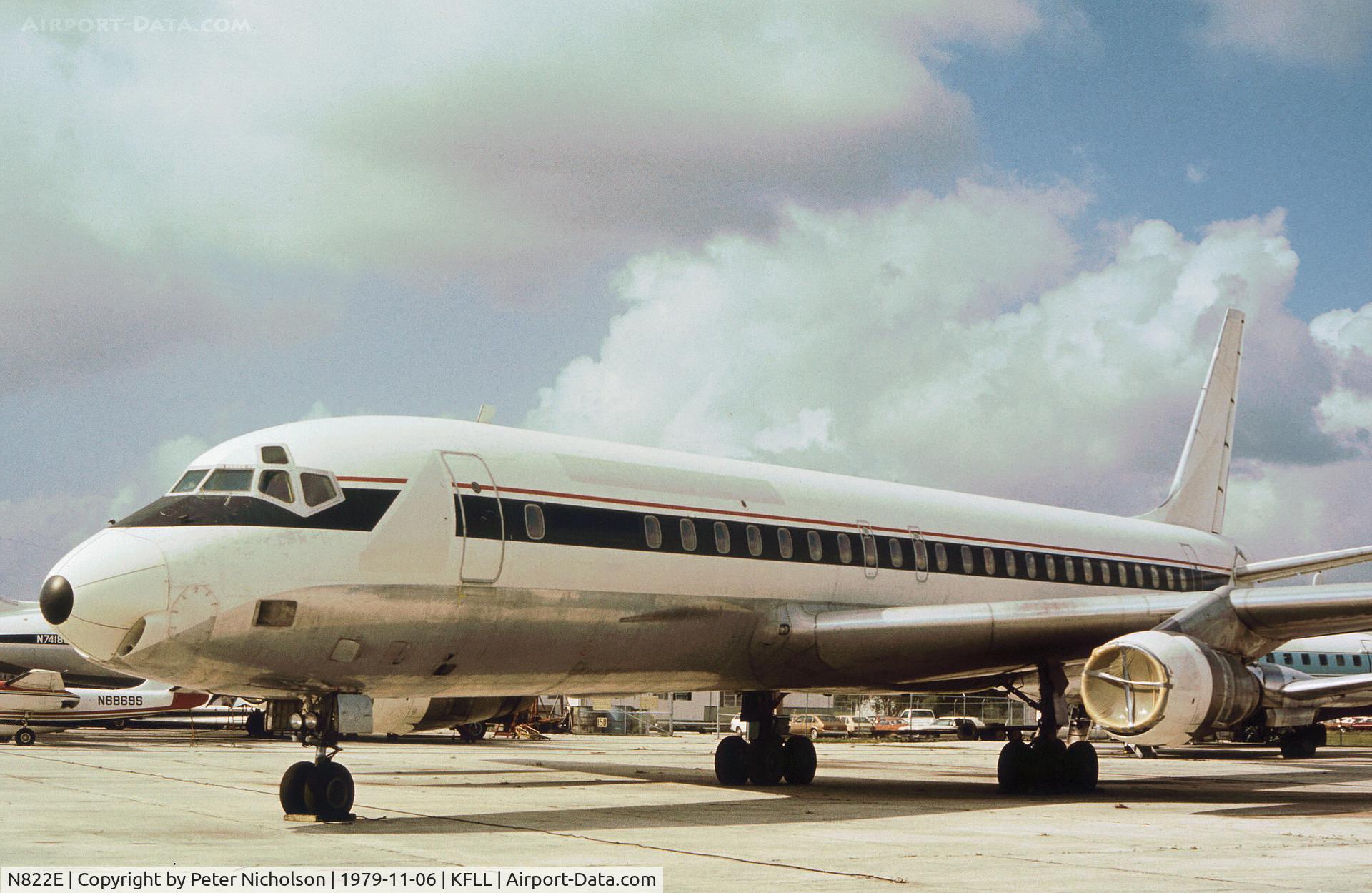 N822E, 1967 Douglas DC-8-61 C/N 45907, DC-8-61 ex Delta Air Lines as seen at Fort Lauderdale in November 1979.