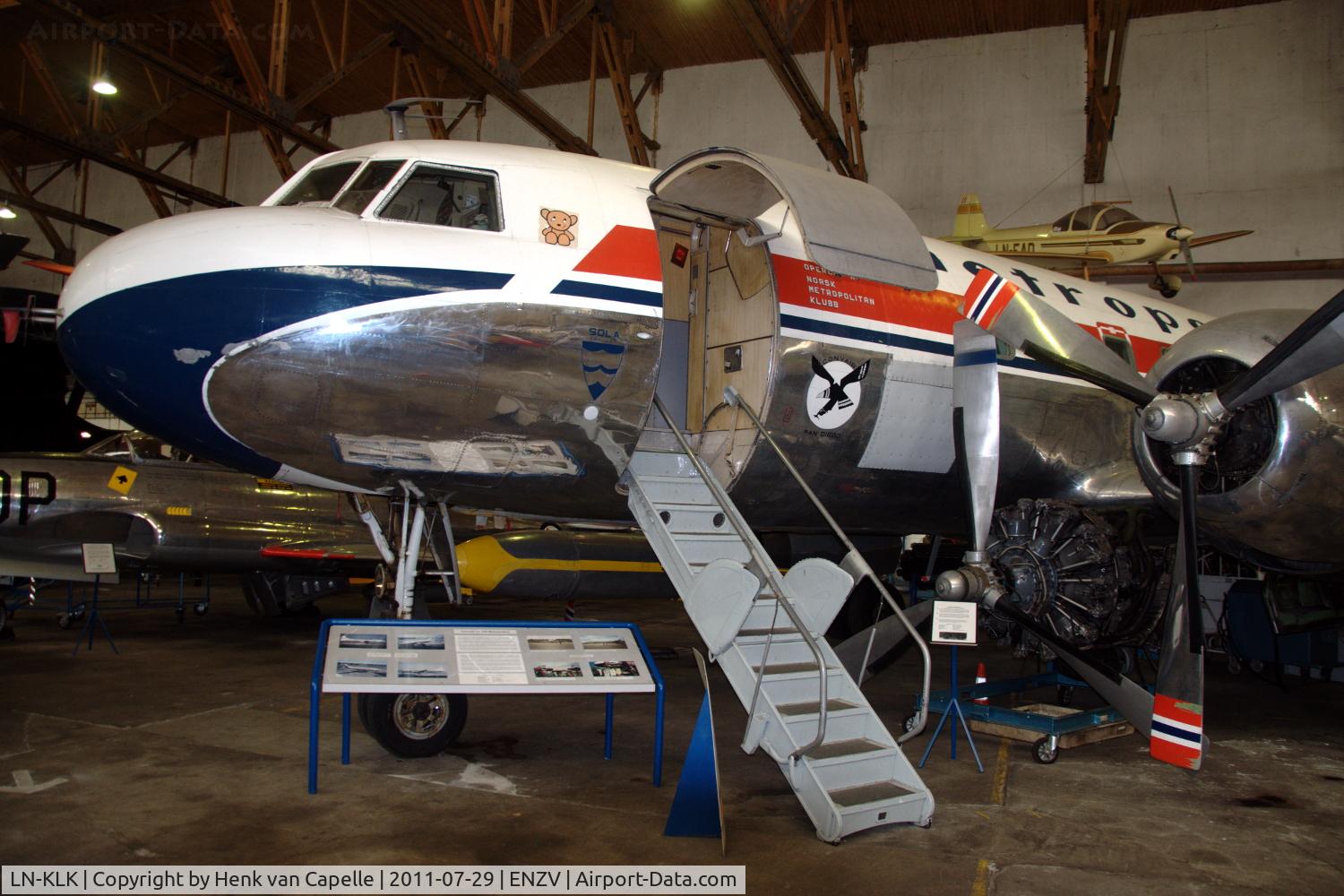 LN-KLK, 1956 Convair 440-75 Metropolitan C/N 357, Convair 440 of the Norsk Metropolitan Klubb in the Aviation Museum at Sola airport near Stavanger in Norway.